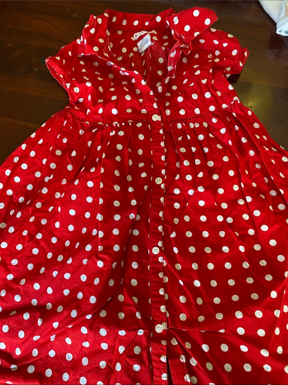 GAP Red and White Polka Dot Button-Front Casual Girls Dress